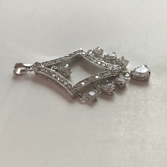 Silver rhodium pendant with cubic zirconia!. - Picture 2 of 4